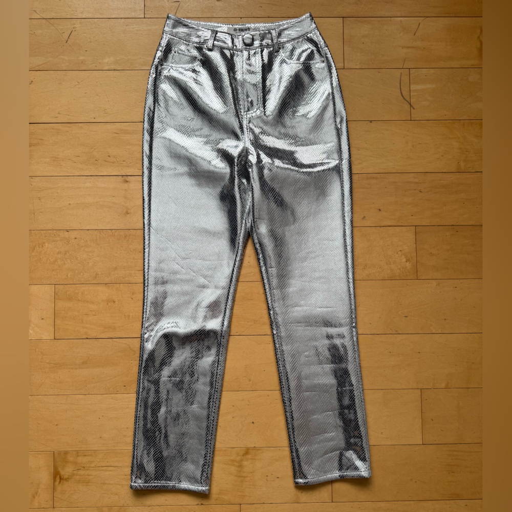 NWT 4th + Reckless Philo Trouser, silver, snake skin, Sz XS, club party rave era - Picture 15 of 15